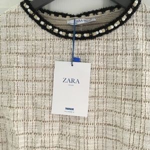 Zara Tops - Zara texture top with faux pearl band size M Zara Tops - Zara texture top with faux pearl band size M
